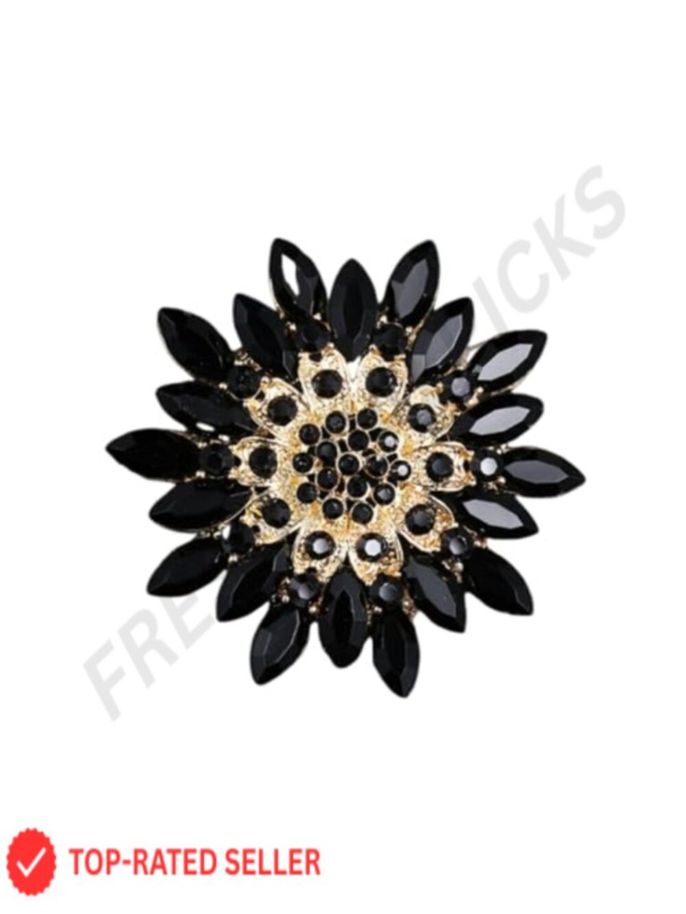 Vintage Rhinestone Crystal Sunflower Brooch Pin Statement Wedding Party